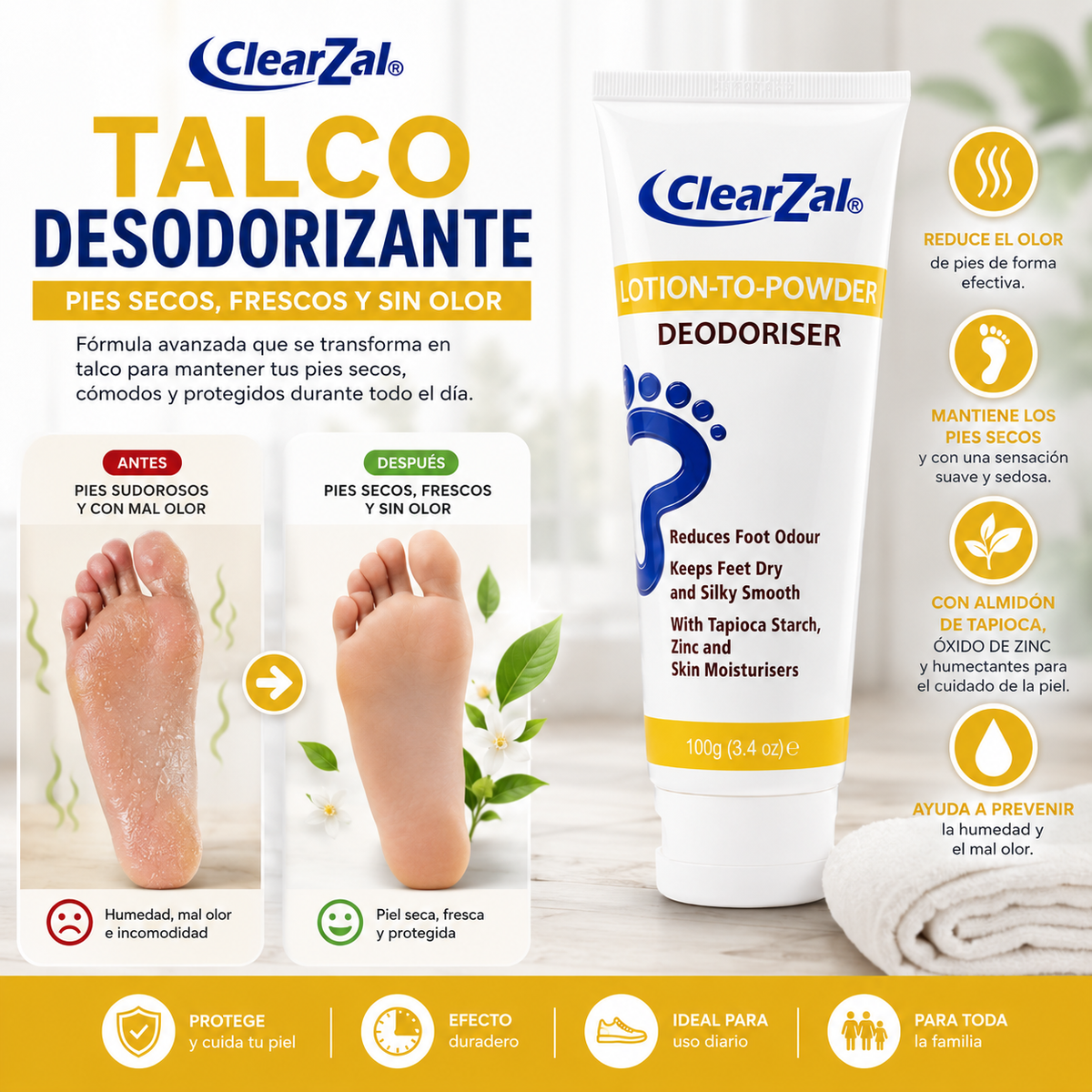 ClearZal Crema a Talco Desodorizante